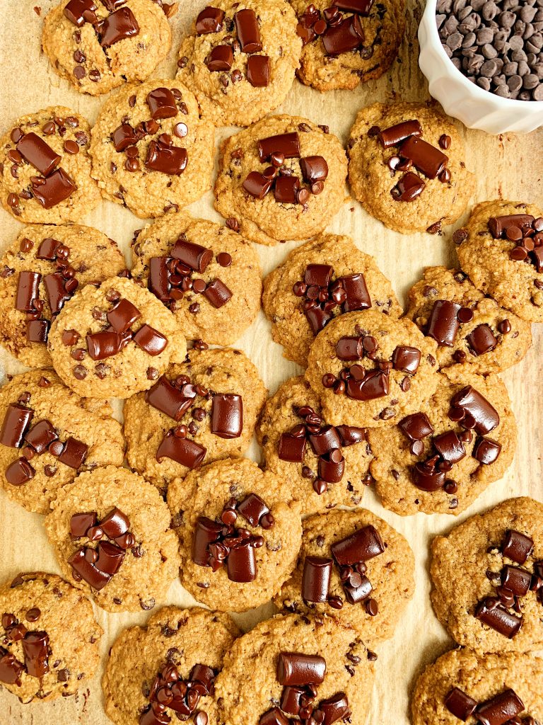 Soft and Chewy Gluten-free Chocolate Chip Banana Bread Cookies made with healthy ingredients for a delicious banana bread cookie recipe!