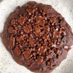 One Giant Fudgy Chocolate Chip Brownie Cookie made with all gluten-free, dairy-free ingredients for a low sugar easy dessert!