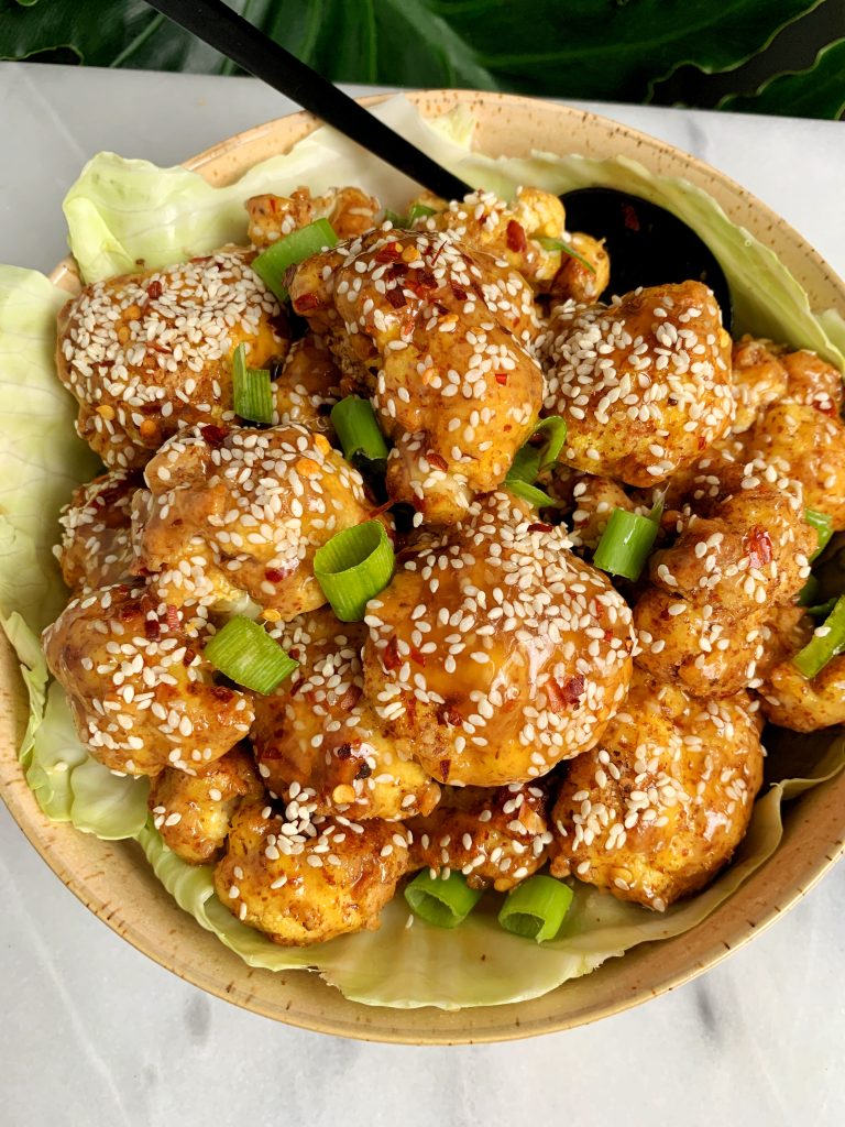 Maple Sesame Cauliflower Wings made with all gluten-free, dairy-free and soy-free ingredients for a delicious and healthy asian-inspired recipe!