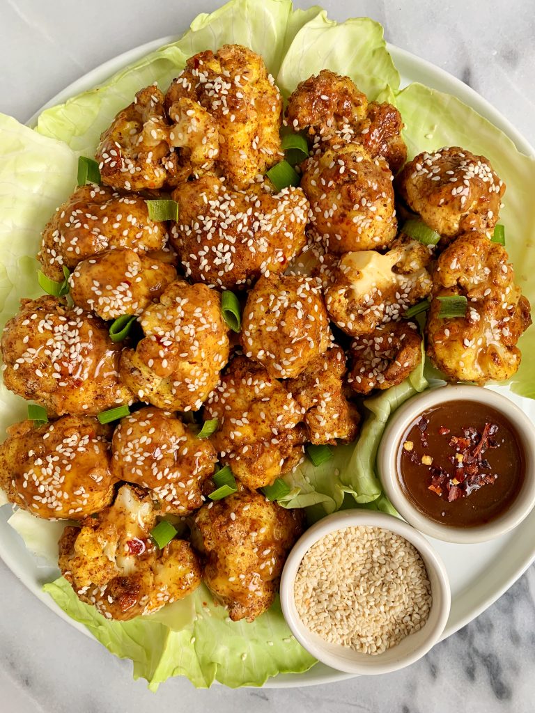 Maple Sesame Cauliflower Wings made with all gluten-free, dairy-free and soy-free ingredients for a delicious and healthy asian-inspired recipe!