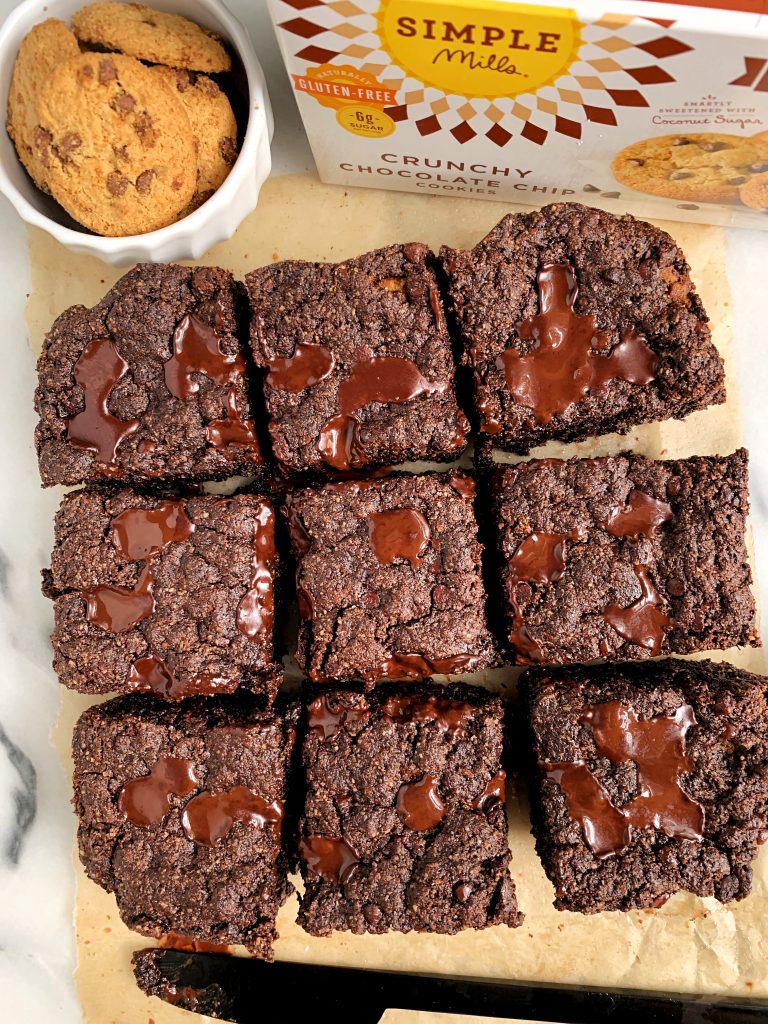 The Best Chocolate Chip Cookie Stuffed Brownies made with all gluten-free and vegan ingredients for a healthy and easy dessert!