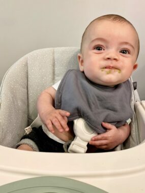 Introducing Solids to Ezra at 5 Months