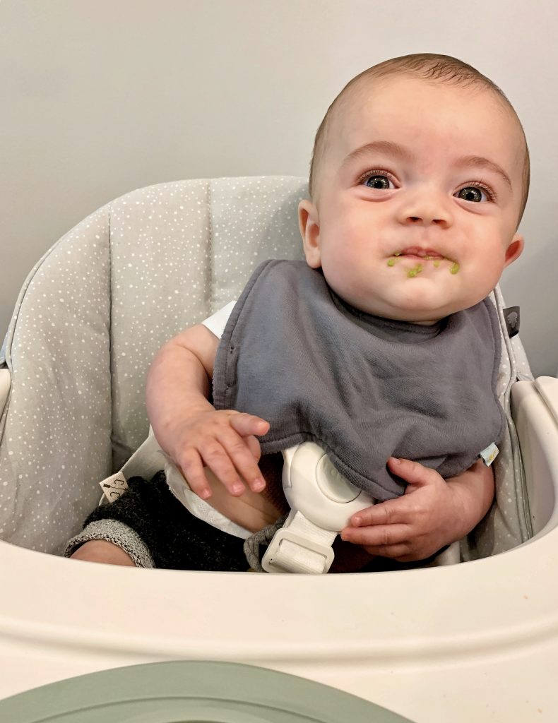 Introducing Solids to Ezra at 5 Months