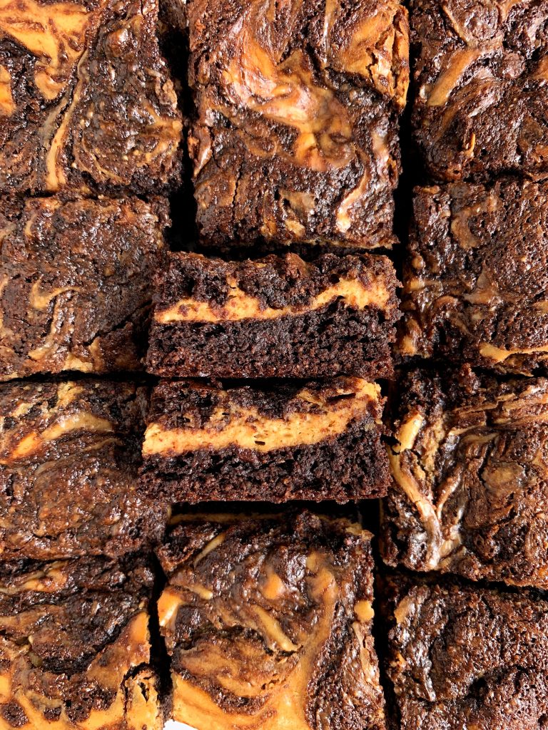 Sharing these Healthy Gluten-free Cheesecake Brownies made with a grain-free brownie base  and topped with a delicious and simple cheesecake layer.