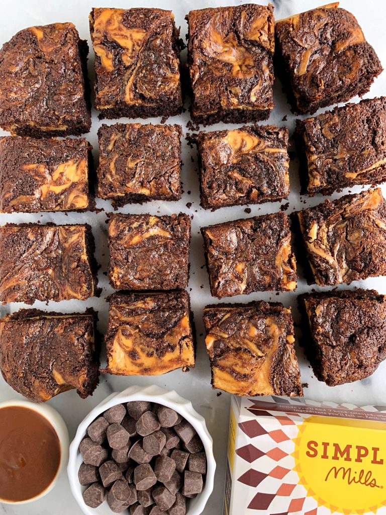 Sharing these Healthy Gluten-free Cheesecake Brownies made with a grain-free brownie base  and topped with a delicious and simple cheesecake layer.