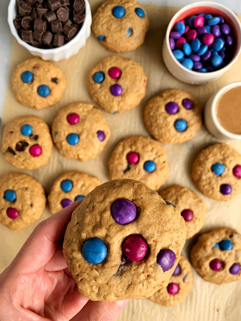 The Best Gluten-free Chocolate Chip Monster Cookies sweetened with coconut sugar for an epic healthier cookie recipe ready in under 30 minutes