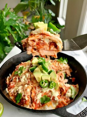 This is the BEST Healthy Gluten-free Enchilada Pie. Ready in 15-minutes this is a quick and easy dinner for the entire family to enjoy.