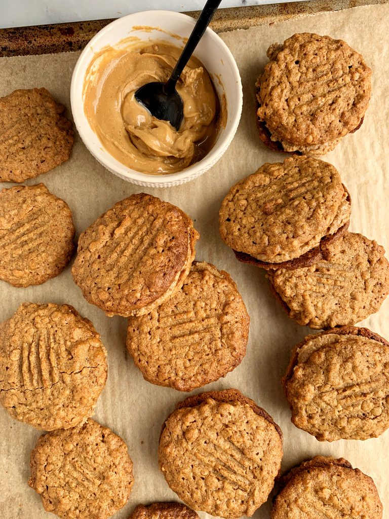 Sharing these healthier Gluten-free Copycat Girl Scout Do-Si-Dos made with oat flour, creamy peanut butter and sweetened with coconut sugar and manuka honey.