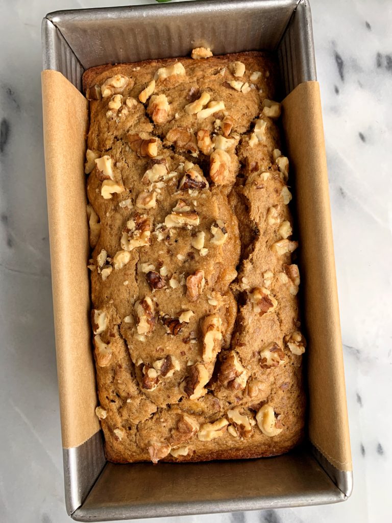 Healthy Gluten-free Olive Oil Banana Bread made with 5 key ingredients. Delicious, moist and this banana bread is dairy-free and nut free-friendly.