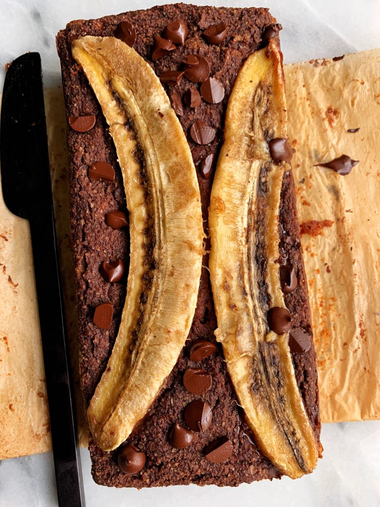 Paleo Chocolate Swirl Banana Bread made with all vegan and gluten-free ingredients like almond flour, maple syrup and flax egg.