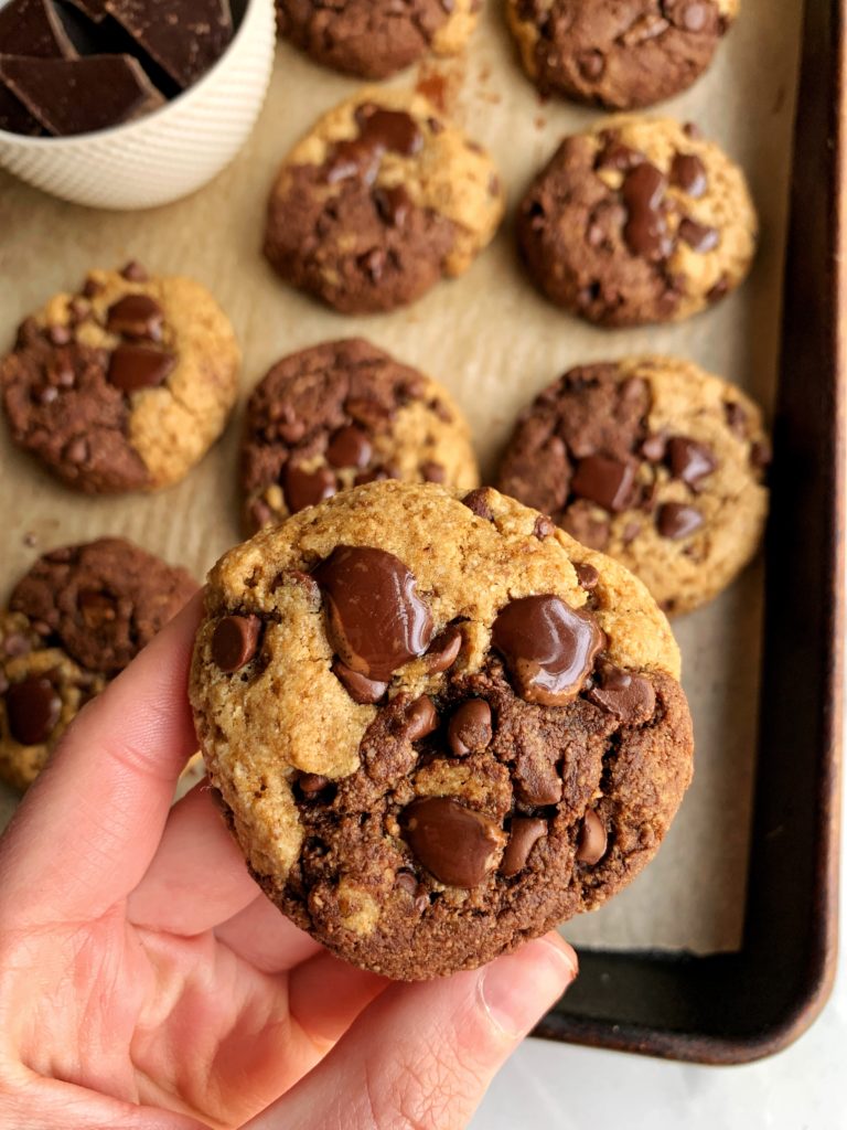 Paleo Chocolate Chip Brownie Cookies made with all gluten-free and vegan ingredients. And the best part? They only take 10 minutes to bake!