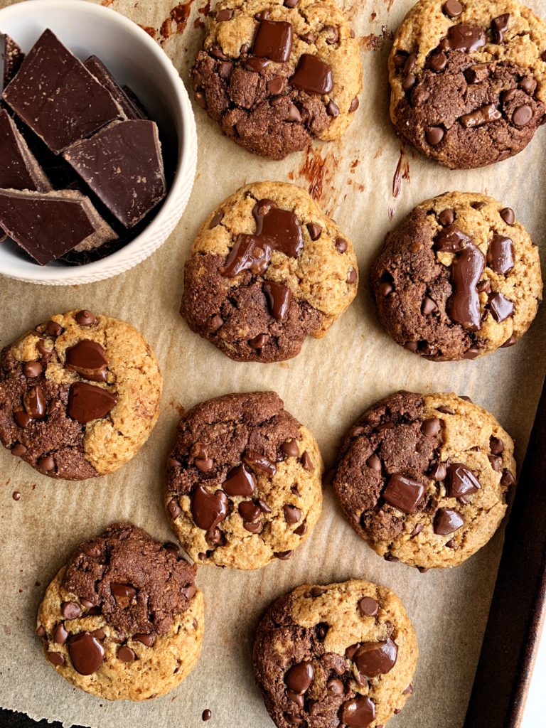 Paleo Chocolate Chip Brownie Cookies made with all gluten-free and vegan ingredients. And the best part? They only take 10 minutes to bake!