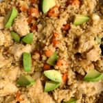 This 10-minute Cauliflower Fried Rice is the easiest dinner recipe to whip up using whatever is in your freezer. It is also paleo, gluten-free and dairy-free.