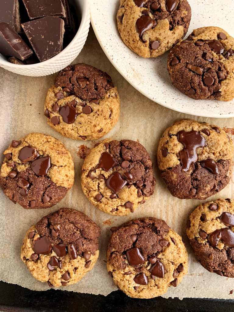 Paleo Chocolate Chip Brownie Cookies made with all gluten-free and vegan ingredients. And the best part? They only take 10 minutes to bake!