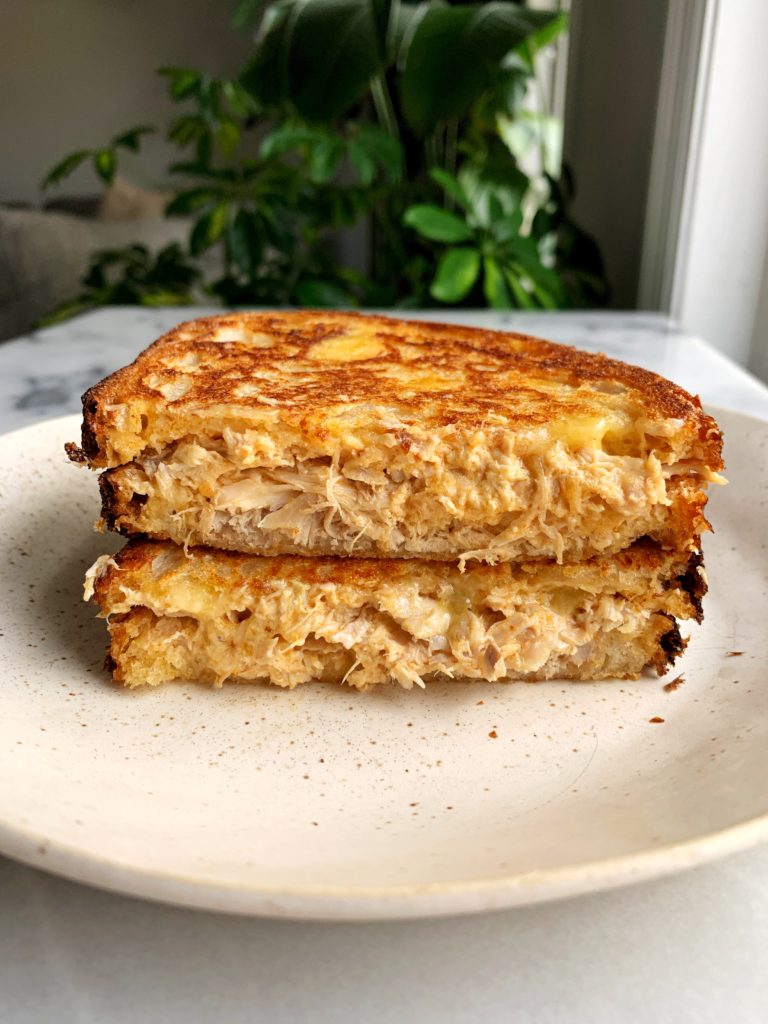 The Most Insane Buffalo Chicken Salad Sandwich that is absolutely delicious! It hits the spot every time and is the best way to use leftover chicken.