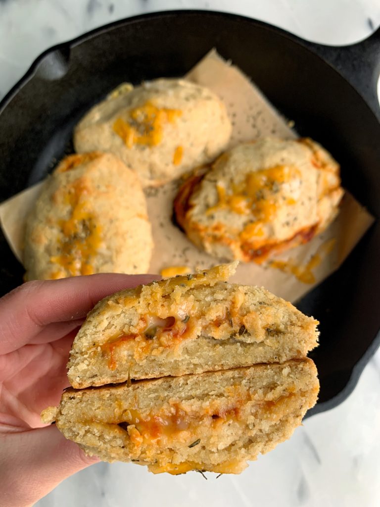Gluten-free Pizza Hot Pockets Recipe using my favorite paleo pizza dough mix. Super versatile and this recipe is also vegan-friendly!