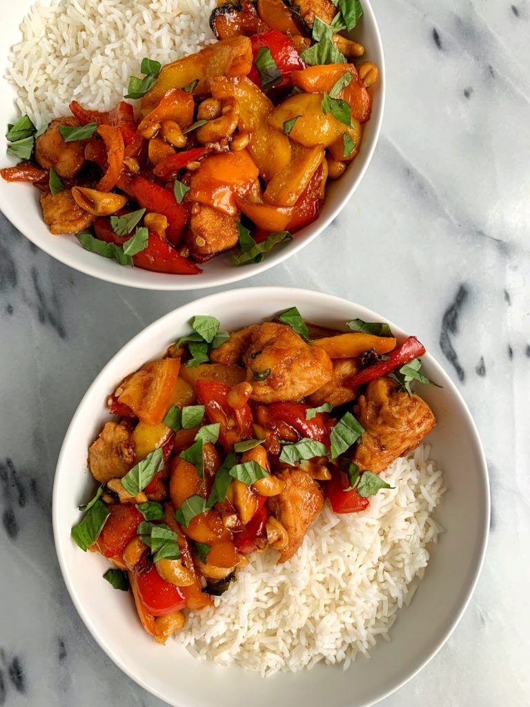 Insanely Good Paleo Basil Cashew Chicken Bowls made with all gluten-free and dairy-free ingredients. This easy weeknight dinner recipe takes less than 30 minutes to whip up and it was a family favorite over here. Especially the leftovers the next day for lunch.