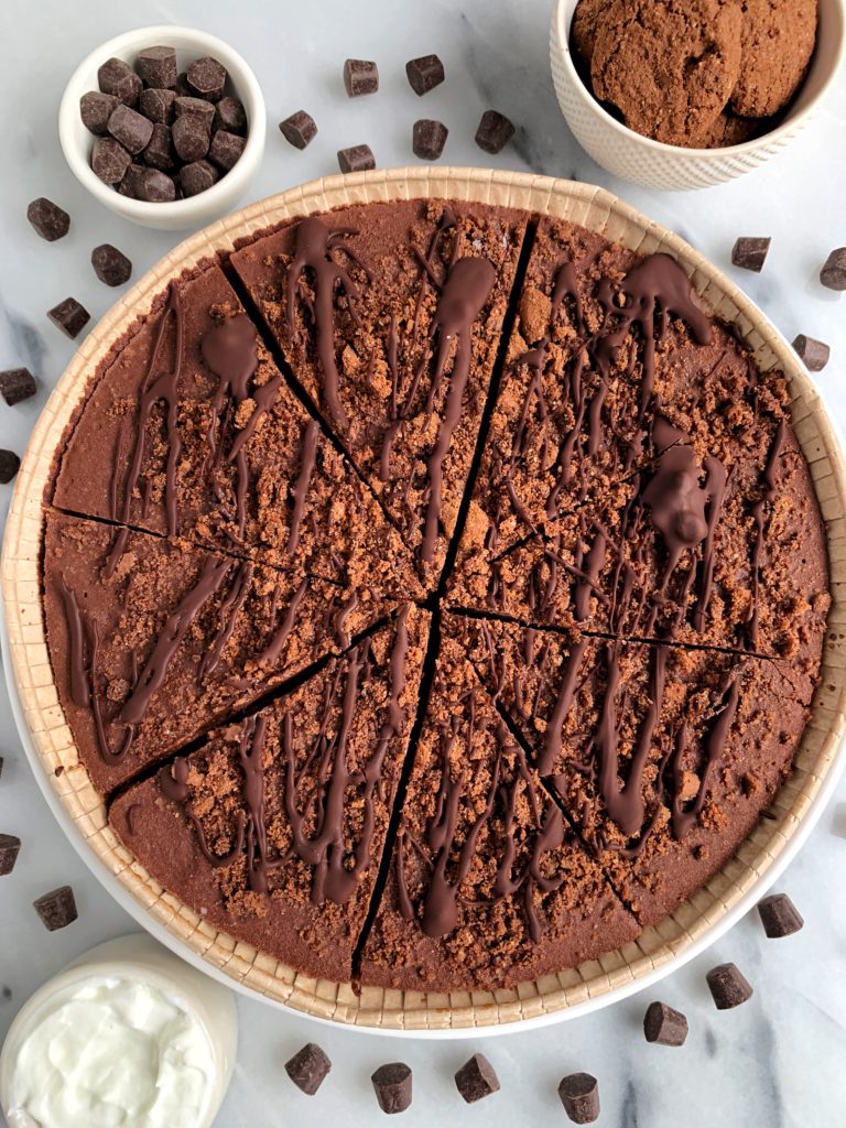 Easy No-Bake Chocolate Cream Pie with a gluten-free grain-free chocolate crust that tastes like oreos. Filled with a delicious 3-ingredient chocolate cream. No cashews or tofu needed! Just the right amount of richness and chocolatey flavor and pairs perfectly with a dollop of ice cream on top!