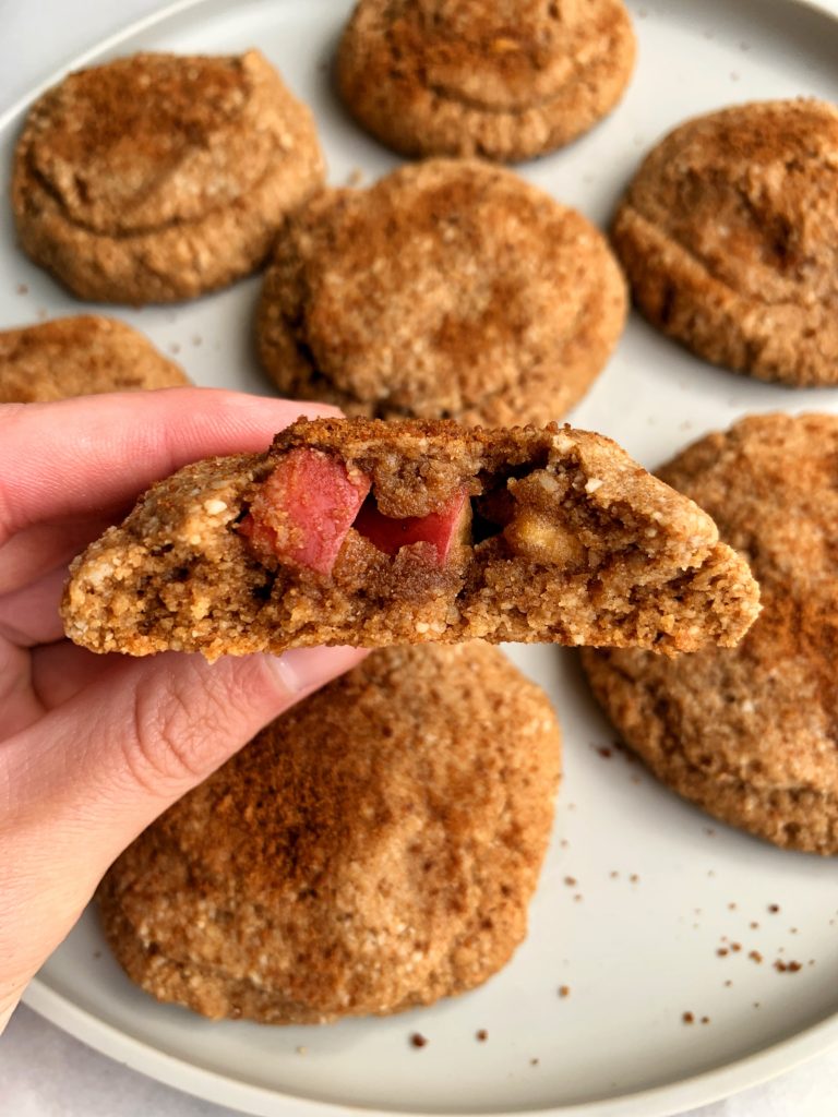 These Gluten-free Apple Pie Stuffed Snickerdoodle Cookies are truly one of the best cookies ever. A healthier fall twist on a classic cookie recipe and they're made with all vegan ingredients. 