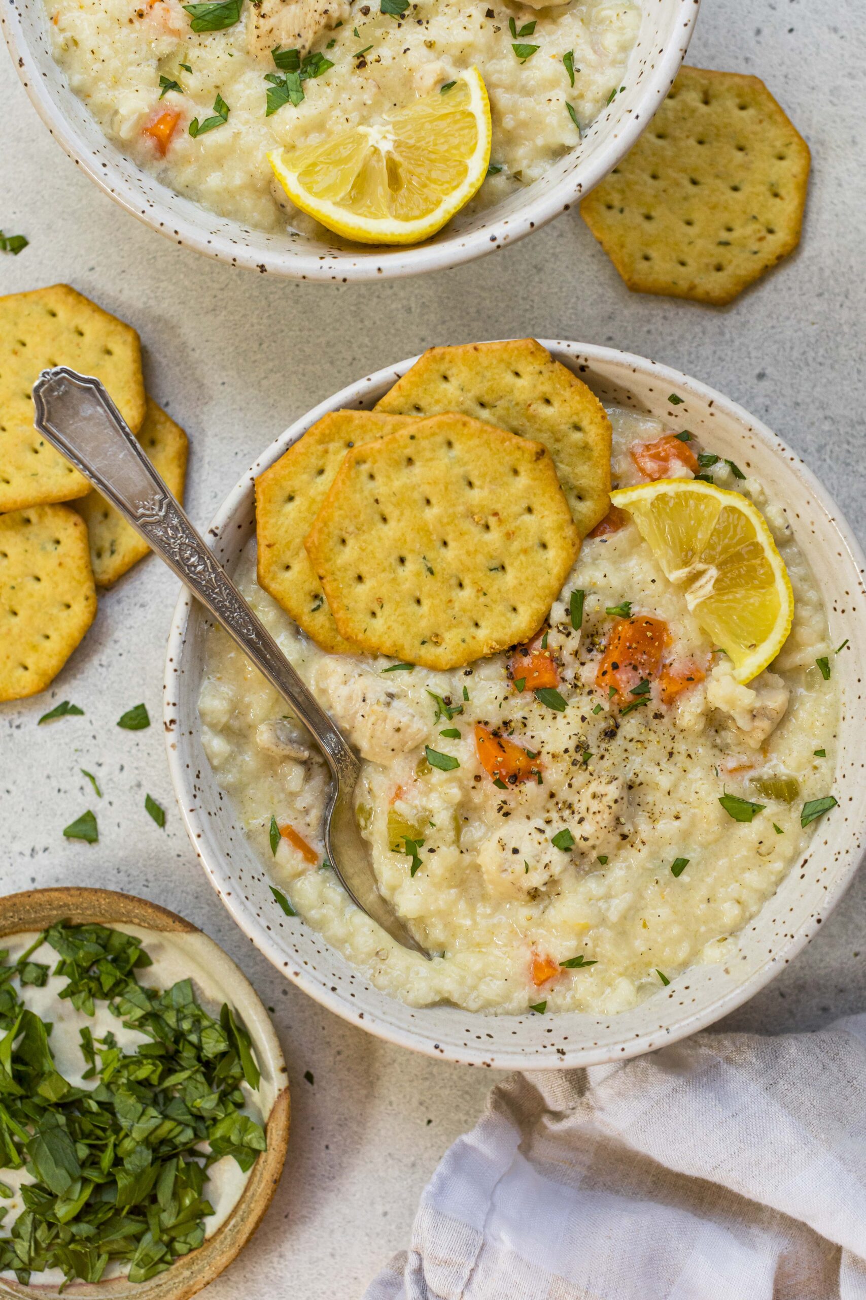 Delicious Healthy Creamy Chicken and Rice Soup - rachLmansfield