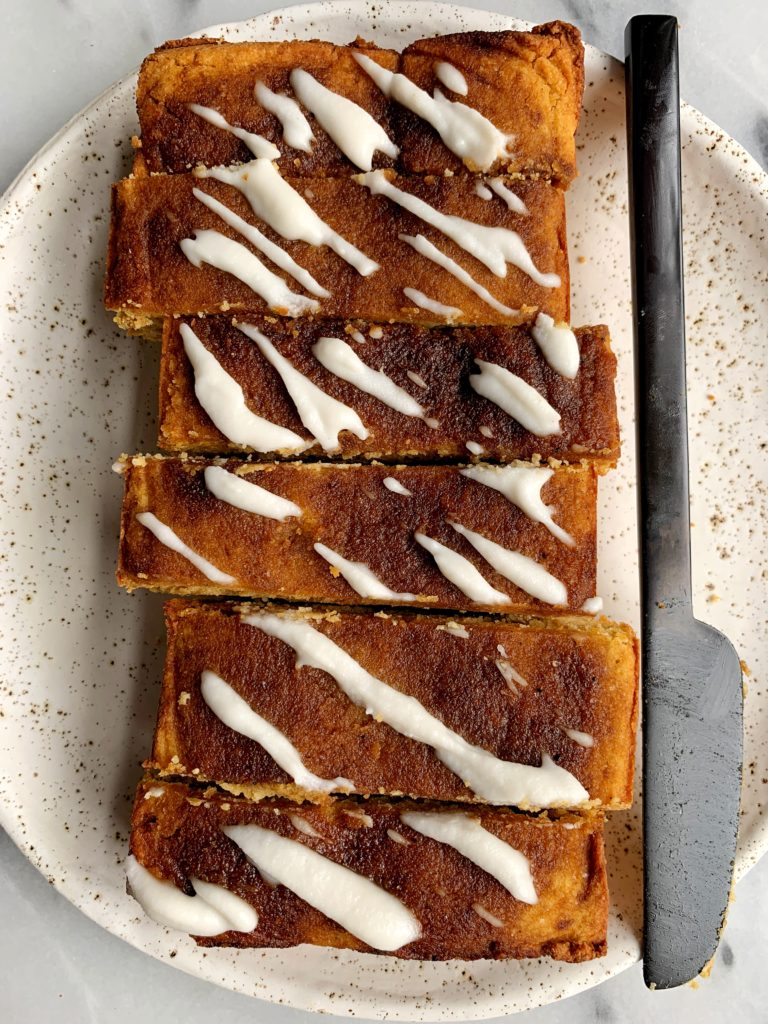 The Dreamiest Paleo Pumpkin Cinnamon Roll Bread made with all gluten-free and dairy-free ingredients. The ultimate cinnamon spiced fall bread recipe made with all healthier ingredients and super easy to make.