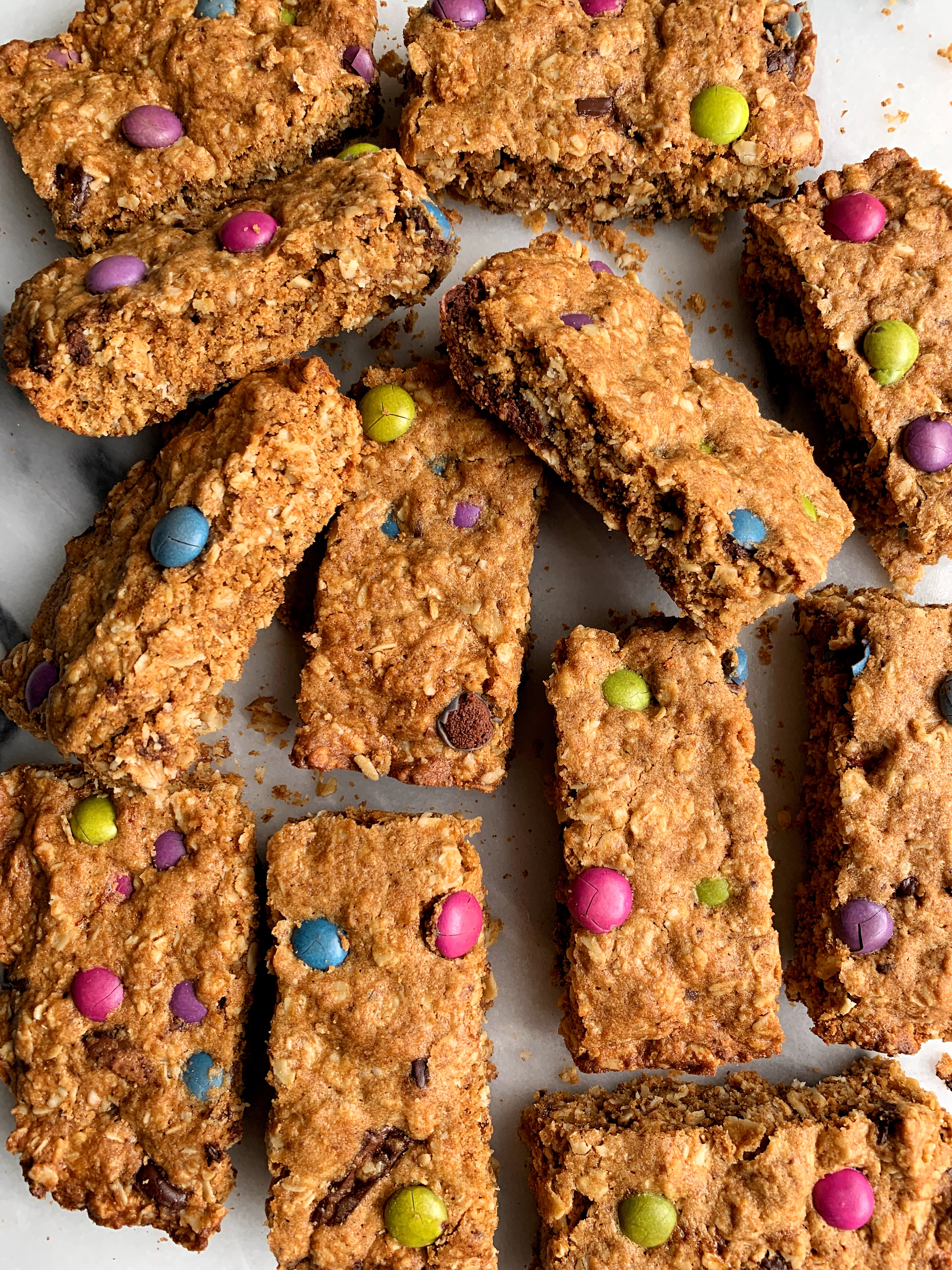 Healthier Gluten Free Monster Oatmeal Cookie Bars Rachlmansfield