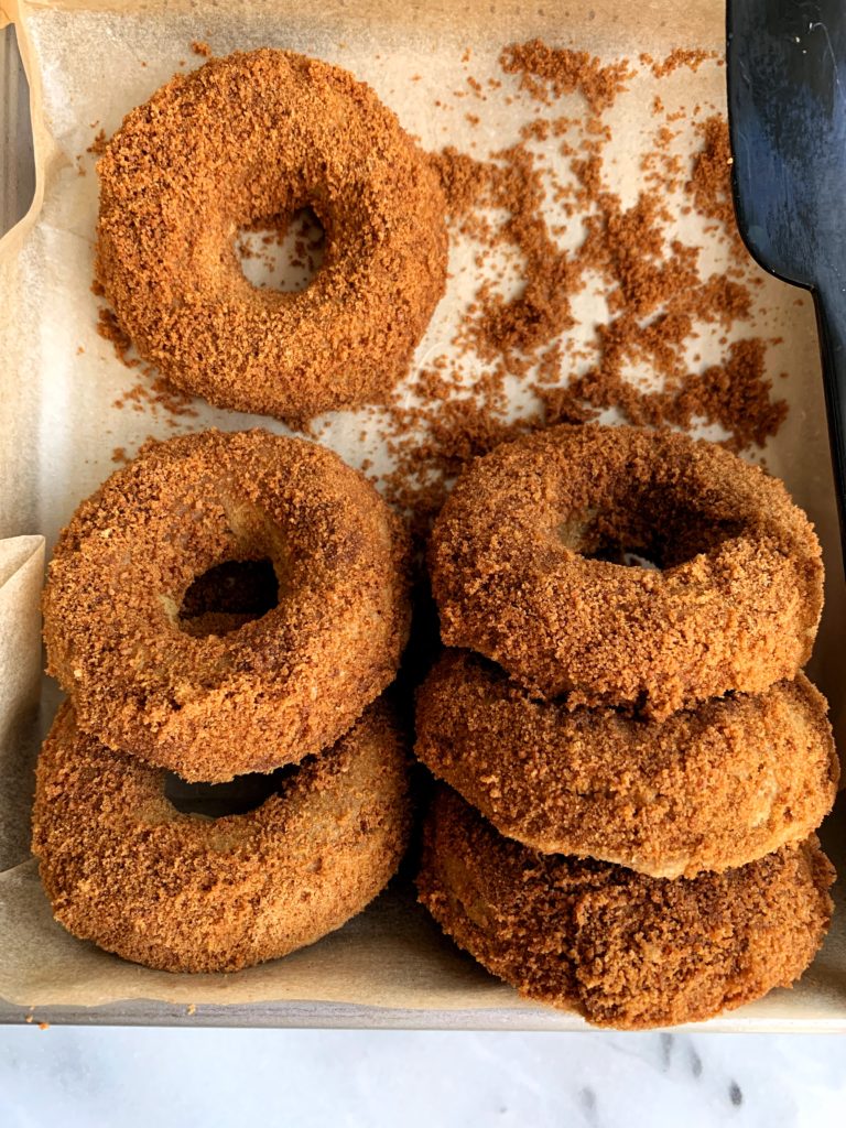 The Best Vegan Cinnamon Sugar Pumpkin Donuts made with all gluten-free and nut-free ingredients. These are a healthier donut recipe that still tastes delicious and is perfectly cakey and sweet just like an actual donut.