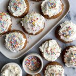 The BEST Vegan Funfetti Sugar Cookies ever. Soft and chewy refined sugar-free sugar cookies made with all gluten-free and dairy-free ingredients.