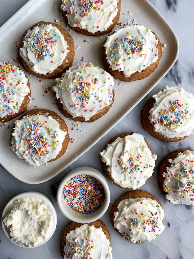 The BEST Vegan Funfetti Sugar Cookies ever. Soft and chewy refined sugar-free sugar cookies made with all gluten-free and dairy-free ingredients.