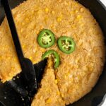 Gluten-free Cheesy Jalapeño Cornbread Skillet made with all nut-free ingredients. A delicious and easy healthier cornbread skillet ready in just 30 minutes.