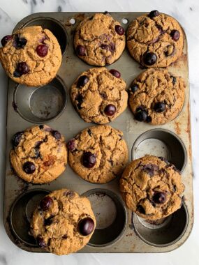 Life Changing Bakery-Style Blueberry Muffins made with gluten-free ingredients for a healthier twist on a classic blueberry muffin recipe.