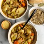 The Easiest Veggie-Loaded Lentil Soup made with all vegan and gluten-free ingredients! This is one of our go-to cozy meals that is so flavorful, easy to make and one of those freezer-friendly meals to keep on hand.