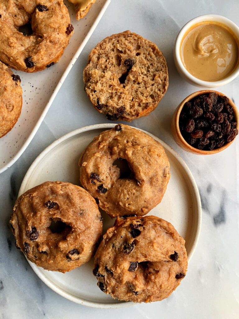 Homemade Vegan Cinnamon Raisin Bagels that are gluten-free, nut-free and so easy to make! Oven-baked, no crazy steps and no yeast needed.