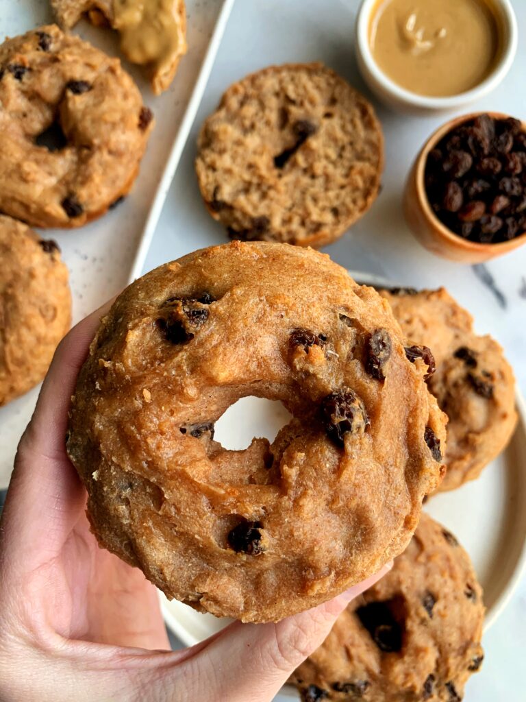 Homemade Vegan Cinnamon Raisin Bagels that are gluten-free, nut-free and so easy to make! Oven-baked, no crazy steps and no yeast needed.