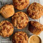 Vegan Cinnamon Roll Banana Bread Muffins made with all gluten-free and nut-free ingredients! A delicious banana bread muffin with a cinnamon swirl twist!
