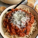 The best Vegan Bolognese Pasta recipe ever! This is the ultimate vegetarian bolognese pasta sauce that is gluten-free, super easy to make and so flavorful and delicious with your favorite pasta!