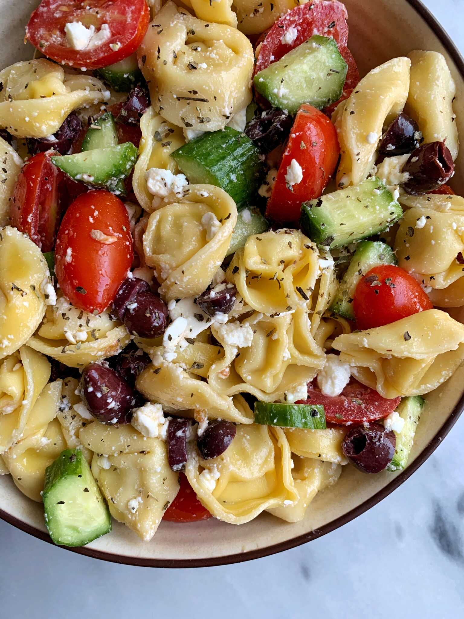 10-minute Greek Tortellini Salad (gluten-free) - rachLmansfield