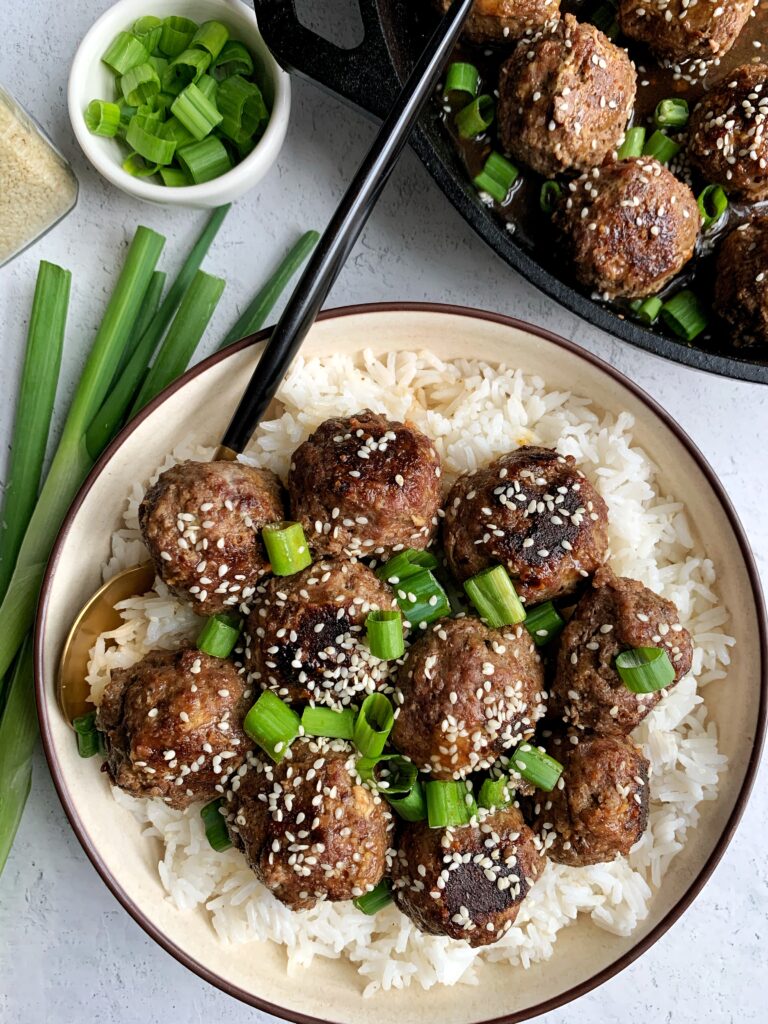 20-minute Healthy Teriyaki Meatballs made with 5 simple gluten-free ingredients for a quick and easy weeknight dinner recipe.