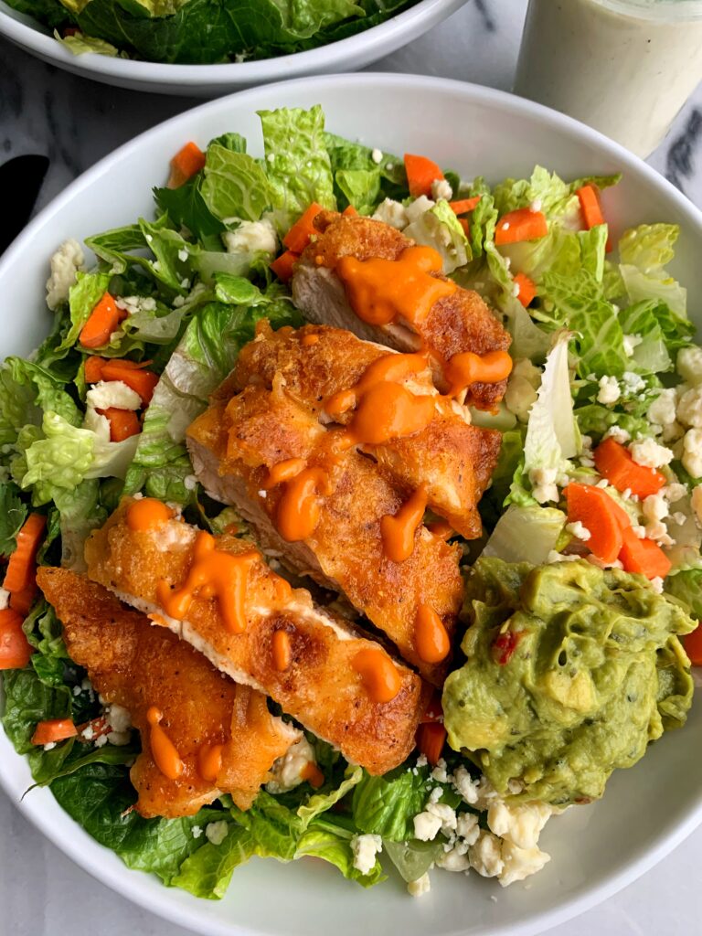 Delicious Crispy Paleo Buffalo Chicken Salad made with simple ingredients for an easy, healthy and Whole 30-friendly salad idea!