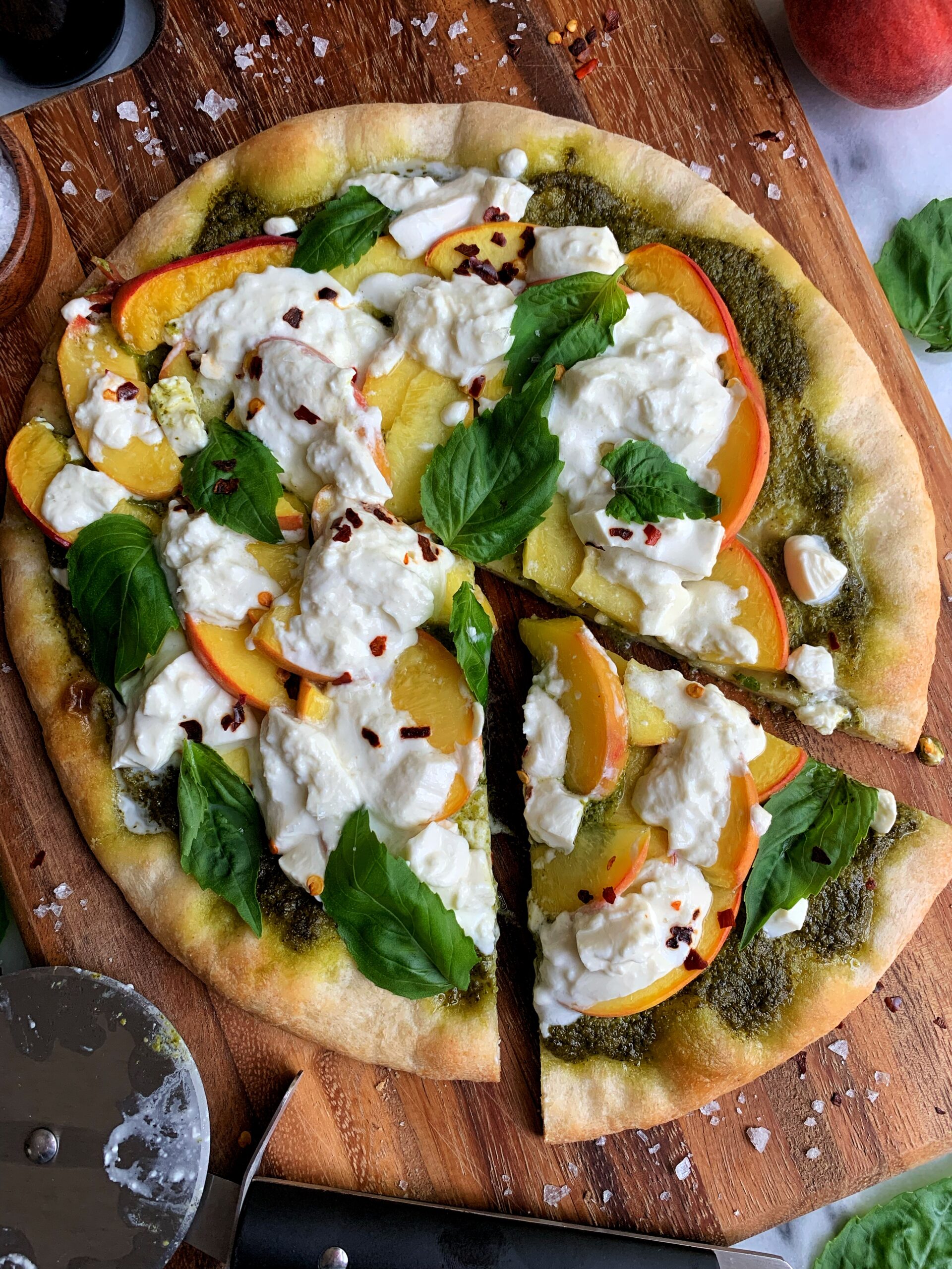 Peach and Burrata Pizza with Balsamic Glaze - rachLmansfield