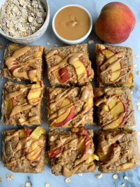 The Easiest Peach Baked Oatmeal made with all gluten-free, dairy-free and nut-free ingredients. A healthy and delicious breakfast recipe to make and prep for the week.