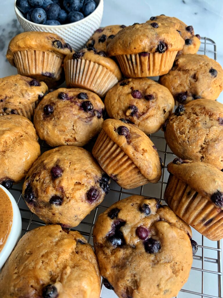 Copycat Mini Blueberry Muffin Bites made with all nut-free and gluten-free ingredients for a delicious and healthier version of blueberry munchkins meets little bites muffins!