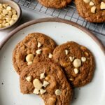 These Gluten-free White Chocolate Macadamia Cookies are a DREAM! Crispy cookie edges with a soft-baked center and they are an easy cookie recipe to make.