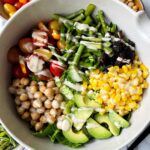 The Best + Healthy Vegan Cobb Salad made with just a few ingredients and all vegetarian and gluten-free. This is an easy plant-based way to spice up your favorite cobb salad recipe.