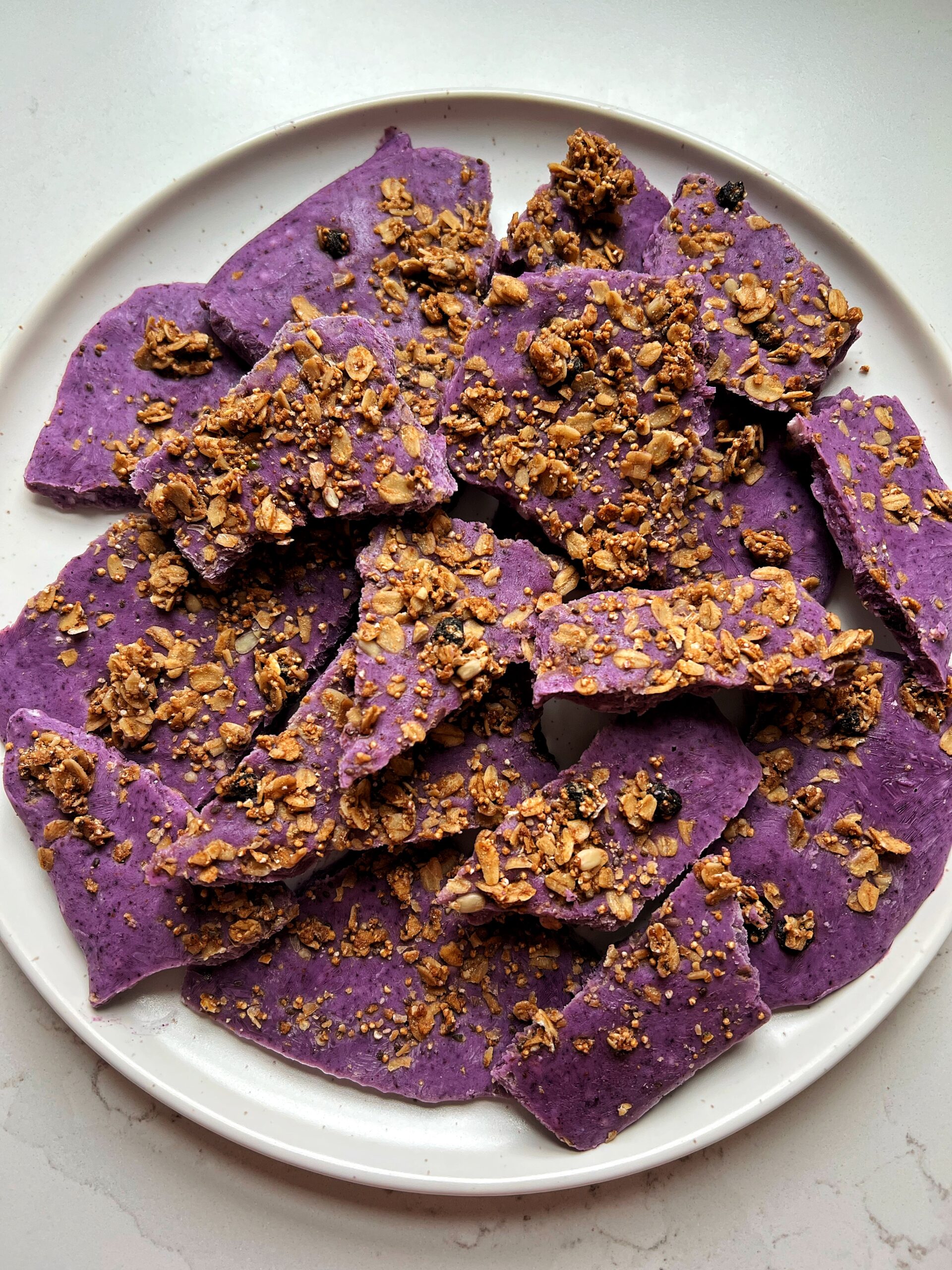 Easy Blueberry Yogurt Bark (with protein + veganfriendly) rachLmansfield