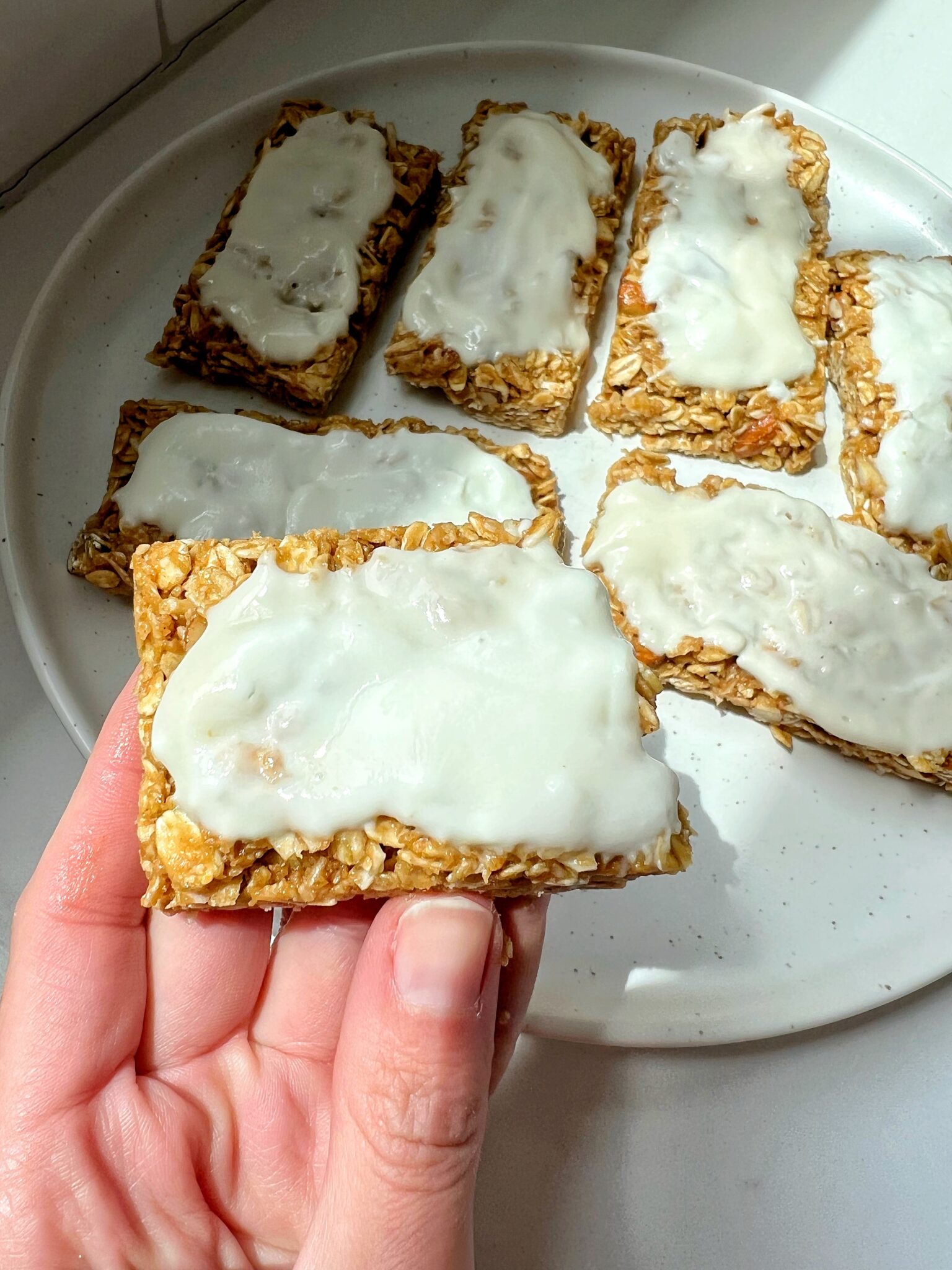 Glutenfree Granola Bars with Yogurt Glaze rachLmansfield