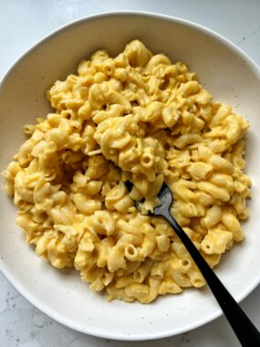 This vegan Butternut Squash Macaroni and Cheese is our go-to creamy "cheesy" pasta sauce recipe. Great meal idea for kids and adults and it is ready in under 30 minutes.