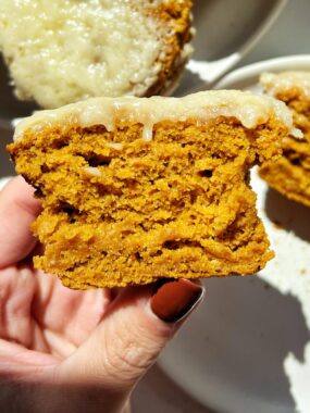 These Pumpkin Cream Cheese Muffins are like a copycat Starbucks version! Fluffy pumpkin muffins with a cream cheese center made with all gluten-free ingredients and dairy free-friendly.