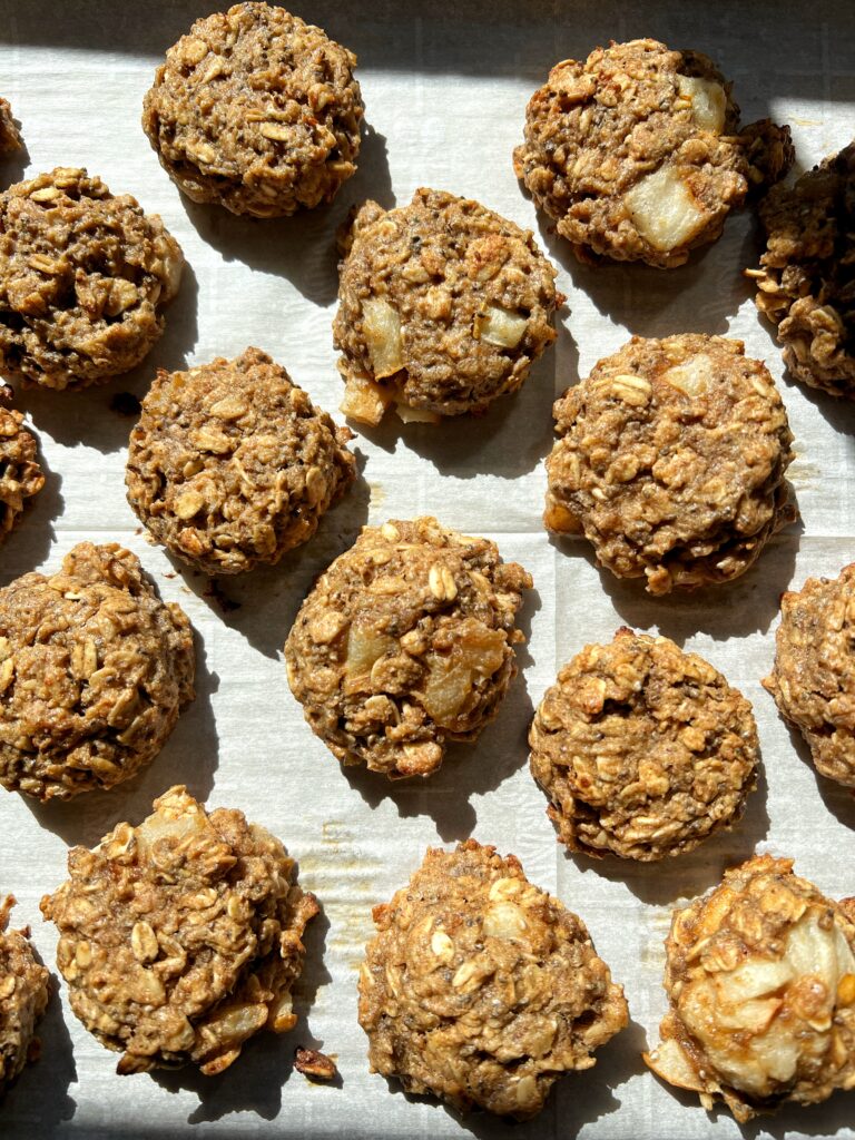 These vegan Apple Breakfast Cookies are a staple for breakfast, snacking and kid's love them! They're made with all gluten-free and nut-free ingredients and are school-friendly too.
