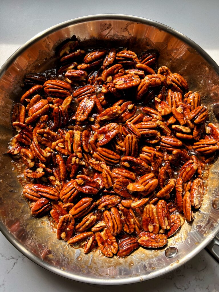 These Quick Maple Glazed Pecans are the ultimate candied nut recipe to make with no corn syrups, refined sugars and they only take about 5 minutes to make!